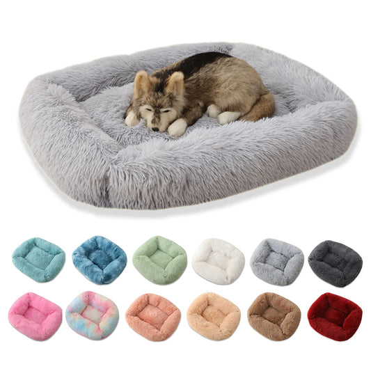 Dog Bed Sofa Long Plush Square Kennel Winter Warm Puppy Mat Cat Nest Soft House Non-slip Basket Cushion for Dogs Pet Supplies