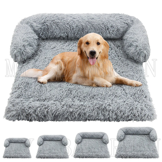 Dog pet Dog Bed Pet Sofa Protection Plush Dog Pad Dog Sofa, Pet Furniture Sofa Cover with Soft Neck Pad, Machine Washable, Grey